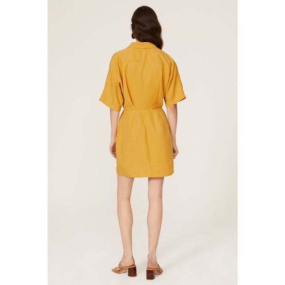 THAKOON x RTR Yellow Orange Collared Neckline Front Button Shirtdress Size 0 - Picture 2 of 12